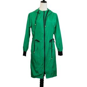 ELESOL Long Raincoat Waterproof Hood Packable Rain Jacket Zip Windbreaker Size S